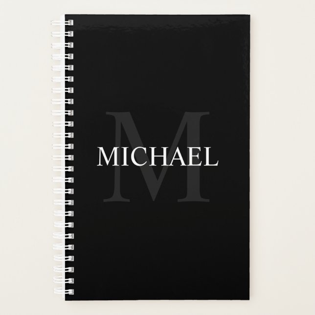 Monogramme personnalisé et nom noir (Devant)