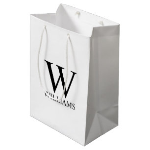 Monogramme personnalisé et nom sac cadeau moyen