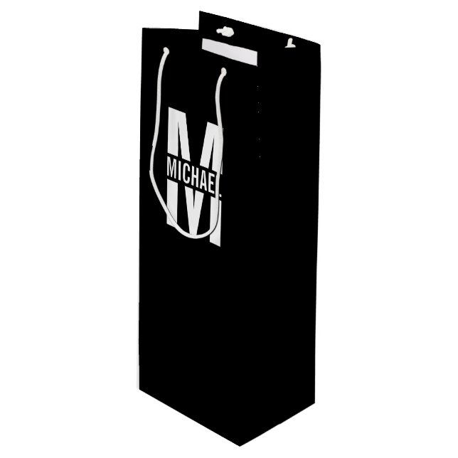 Monogramme personnalisé et sac cadeau de nom de vi (Devant Angle)