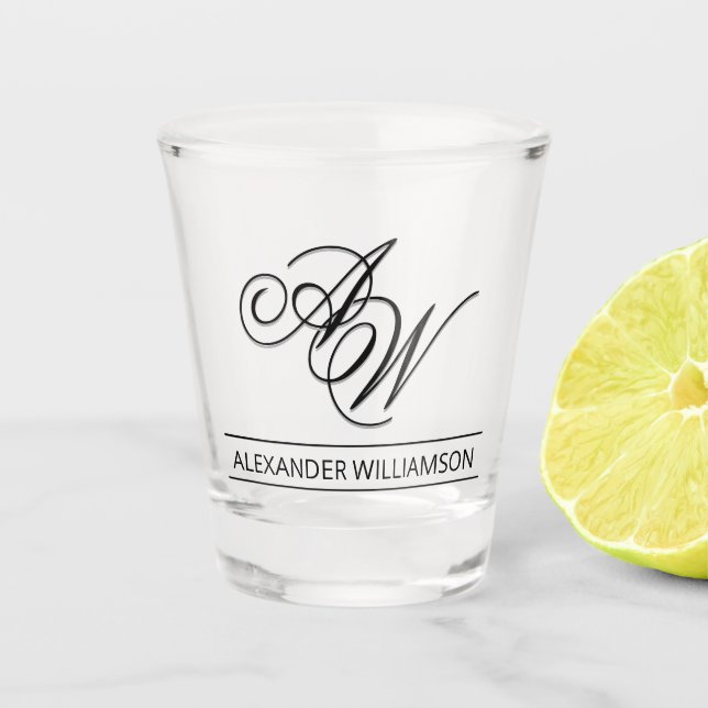 Monogramme personnalisé et verre de tir de nom (Devant)