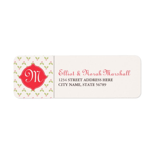 Monogramme personnalisé Étiquettes de adresse Holl (Devant)