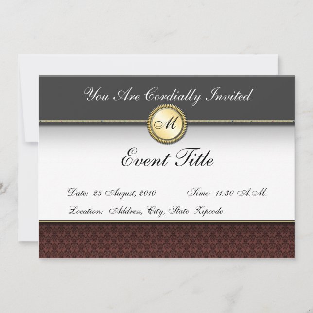 Monogramme personnalisé Fancy Formals Invitation (Devant)