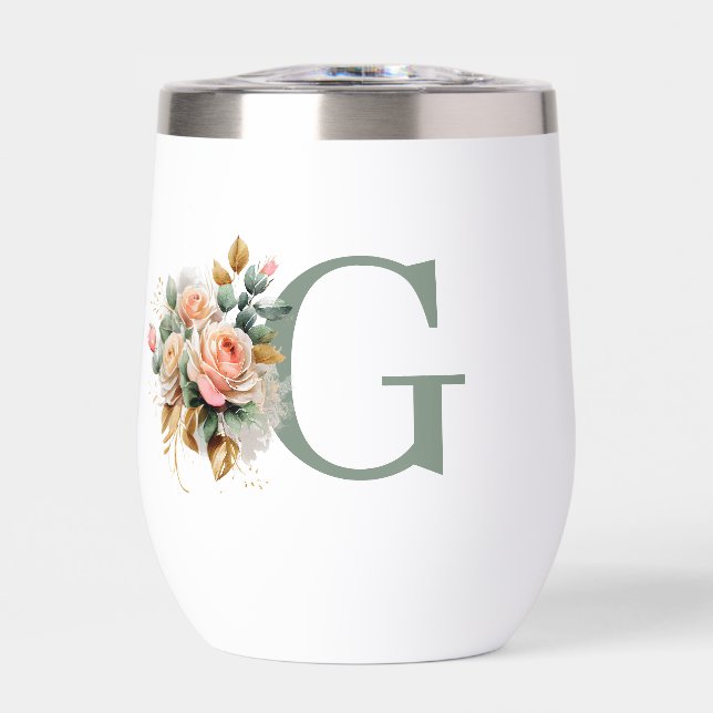 Monogramme Personnalisé Floral Élégant Moderne (Avant)