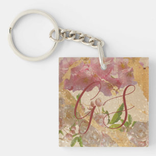 Monogramme personnalisé Gold Shimmer & Rose Floral