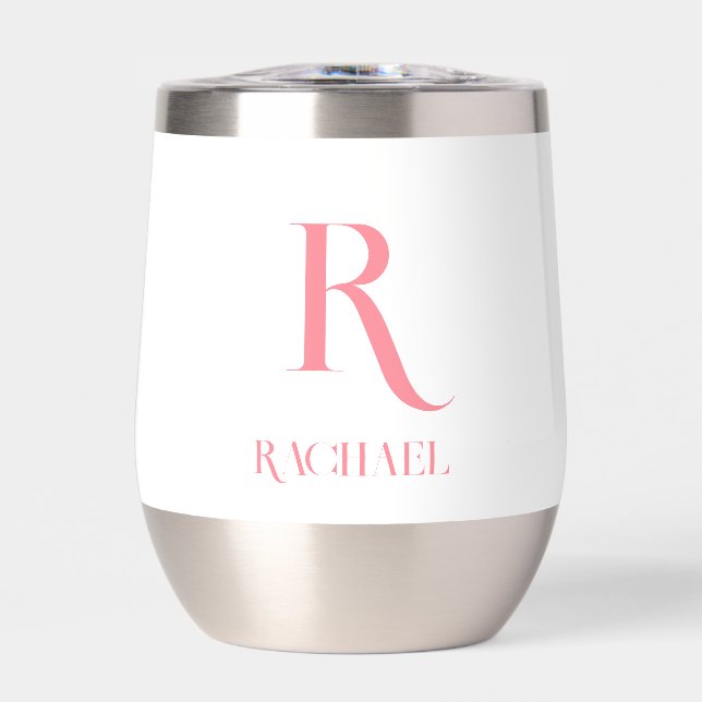 Monogramme personnalisé Minimal rose élégant (Avant)
