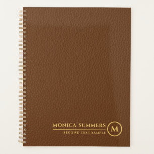 Monogramme personnalisé minimaliste en cuir Brown