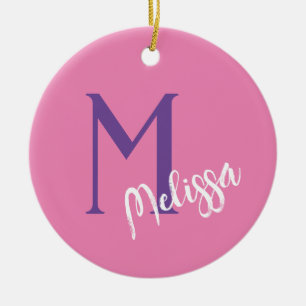 Monogramme personnalisé minimum Ornement de Noël -