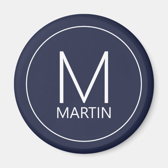 Monogramme personnalisé moderne et aimant de nom (Devant)