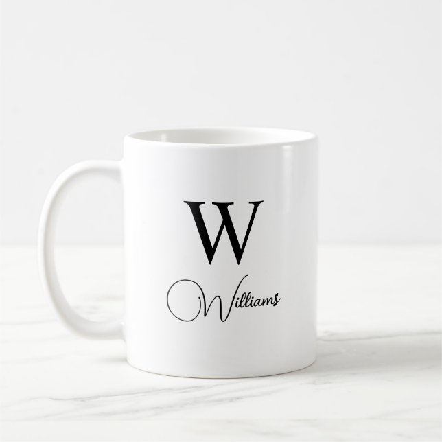 Monogramme personnalisé, Mug de café avec lettre e (Gauche)