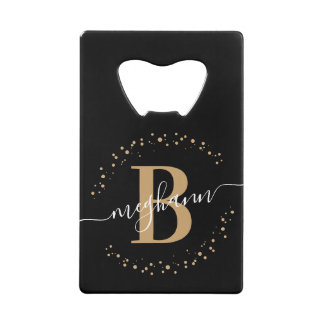 Monogramme personnalisé noir et or pour fille simp