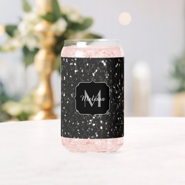 Monogramme personnalisé noir étincelant (Insitu (Mariage))