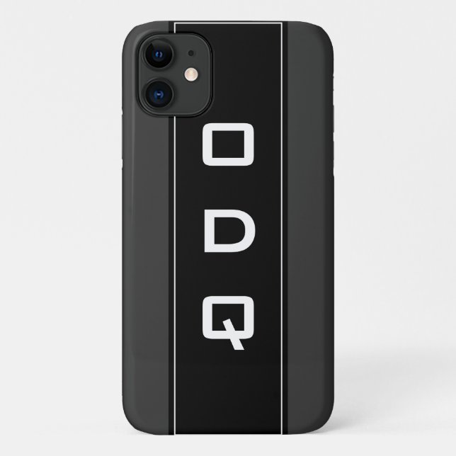 monogramme personnalisé noir iPhone 11 coque pour  (Dos)