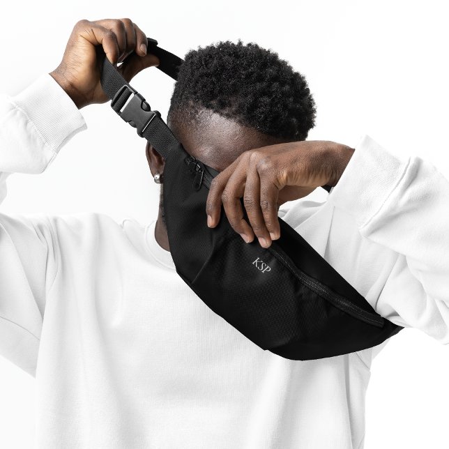 Monogramme personnalisé noir solide (Custom Monogram Solid Black Fanny Pack
)