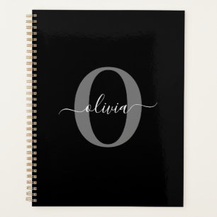 Monogramme personnalisé Nom de script noir blanc g