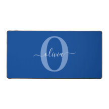 Monogramme personnalisé Nom du script Bleu Blanc