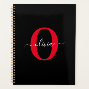 Monogramme personnalisé Nom du script Noir Blanc R