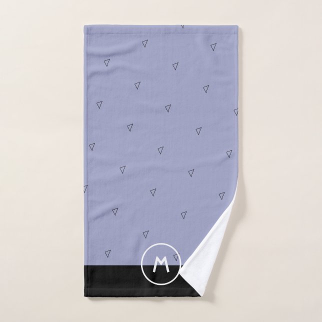 Monogramme personnalisé nom simple bleu noir minim (Serviette à main)