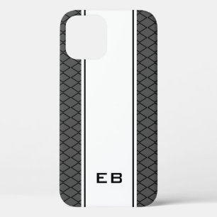monogramme personnalisé rayé iPhone 12 coque pour