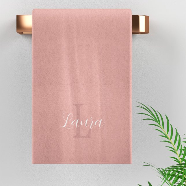 Monogramme personnalisé rose blush féminin écritur (Créateur téléchargé)