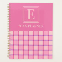 Monogramme personnalisé rose violet à carreaux mod