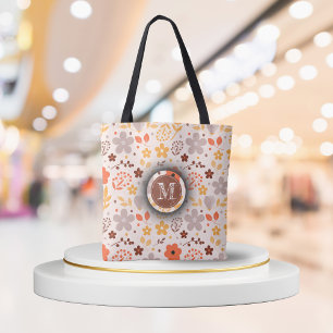 Monogramme personnalisé Sac fourre-tout floral - N