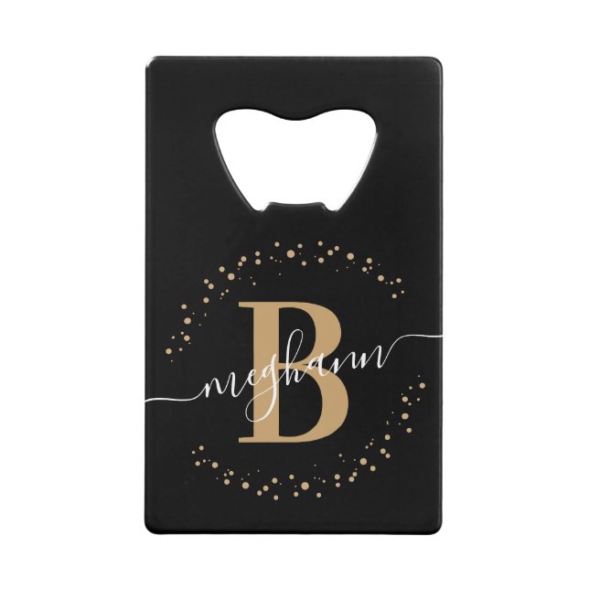 Monogramme personnalisé simple fille noir or (Devant)