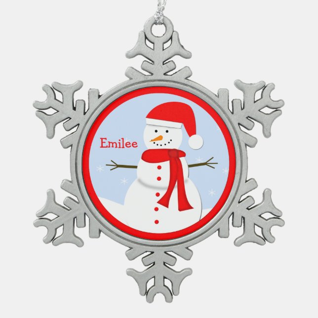 Monogramme personnalisé Snowman Snowflake Ornement (Devant)