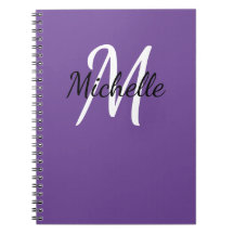 Monogramme personnalisé violet et blanc Carnet mig