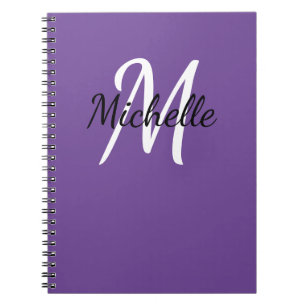 Monogramme personnalisé violet et blanc Carnet mig