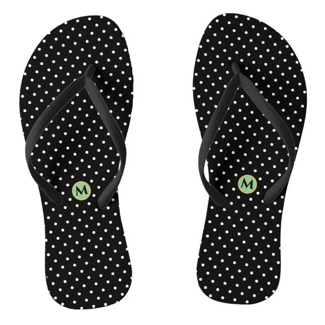 Monogramme Petites tongs Polka Point Noir Blanc (Semelle)