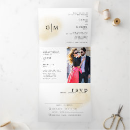 Monogramme photo Faire-part de mariage bilingue
