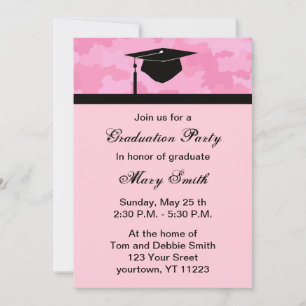 Monogramme Pink Camouflage Invitation de la fête d