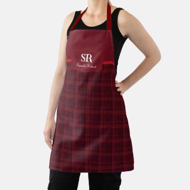 Monogramme plaqué personnalisé tablier rouge Tarta (Insitu)
