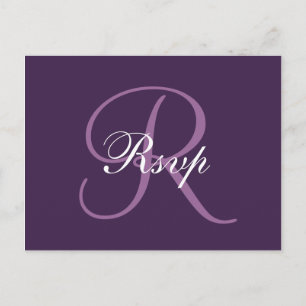 Monogramme pourpre   Carte postale RSVP Mariage él