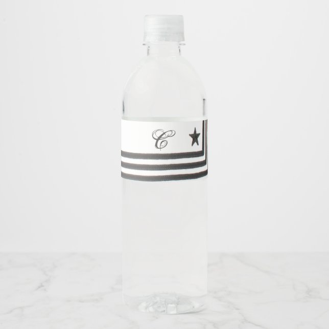 Monogramme Première bouteille d'eau Étiquette Mari (Devant)
