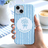 Monogramme Préppy Rayure Bleue Blanche Fantaisiste