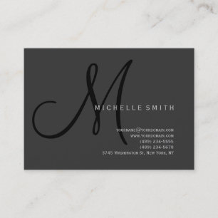 Monogramme professionnel Carte de visite gris noir