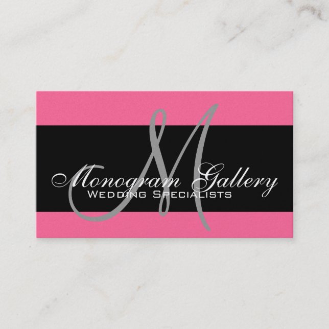 Monogramme Professionnel Cartes de visite Pink Sil (Devant)