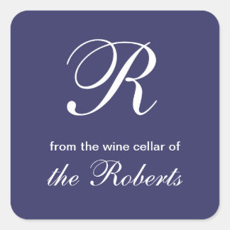 Monogramme R Bleu Des Étiquettes De Cave À Vin