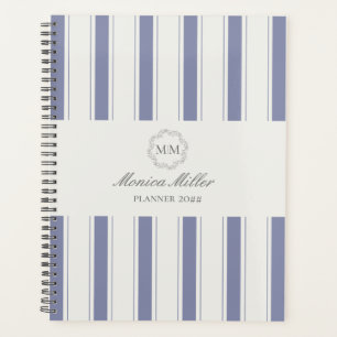 Monogramme rayé bleu à la française
