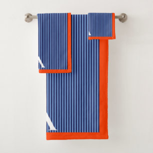 Monogramme rayé bleu élégant