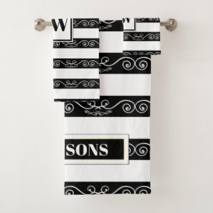 Monogramme rayé noir blanc