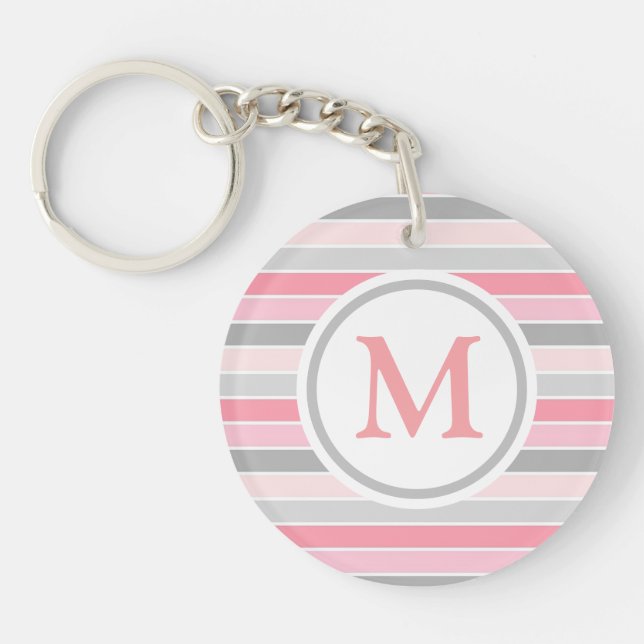 Monogramme rayé rose et gris (Devant)