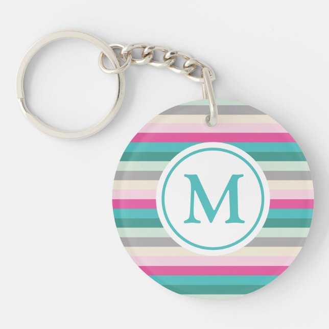 Monogramme rayé rose et vert (Devant)
