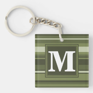 Monogramme rayures vert olive