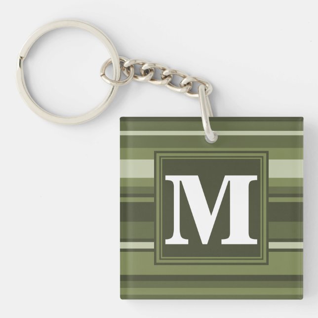 Monogramme rayures vert olive (Devant)