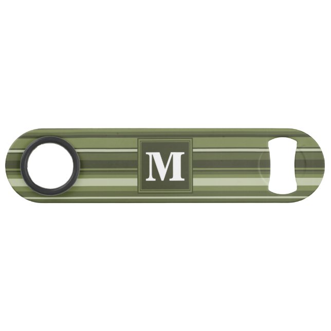 Monogramme rayures vert olive (Devant (Horizontal))
