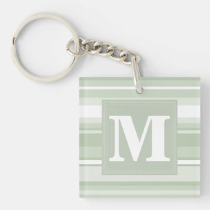 Monogramme rayures vert pâle