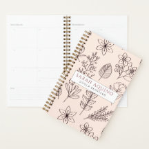 Monogramme Ressort Floral Main Dessinée Doula Ou M