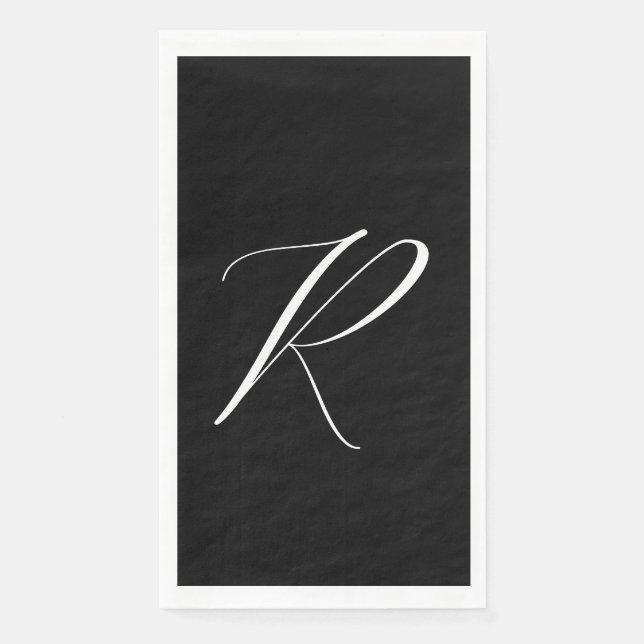 Monogramme Retro-Buchstabe Schwarz Weiß Anfangsbuc Serviette (Vorderseite)